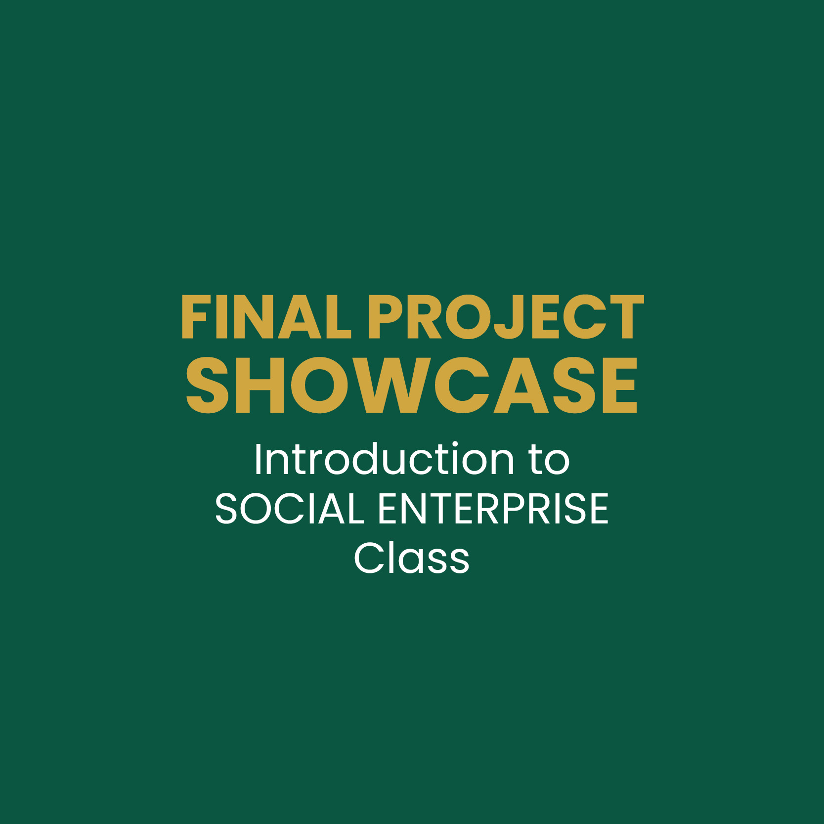 Final Project Showcase: Intro to Social Enterprise Class