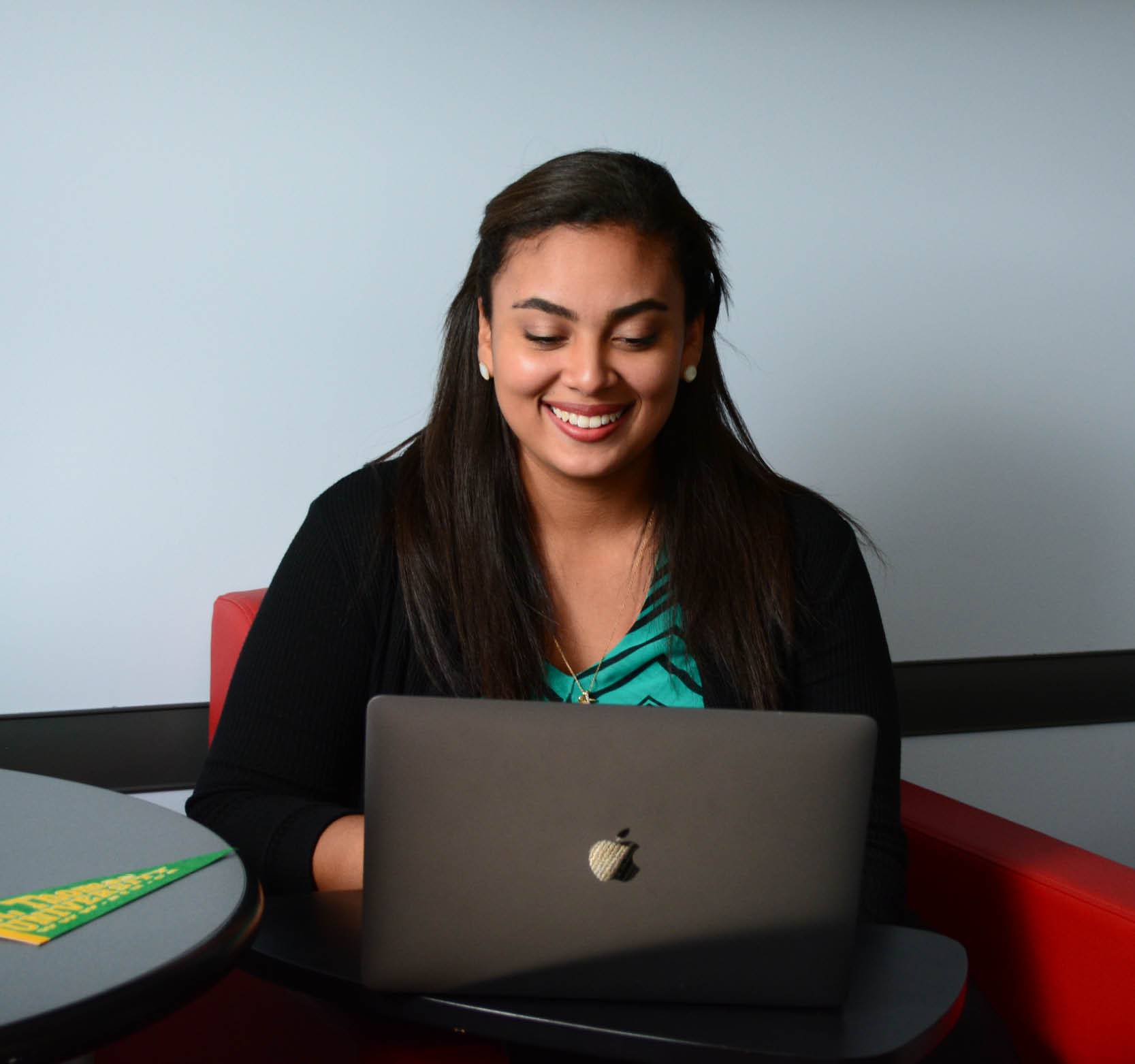 Student sitting at a computer