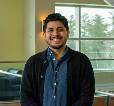 STUdent Rey Cascante in the study hall, Feb. 2023