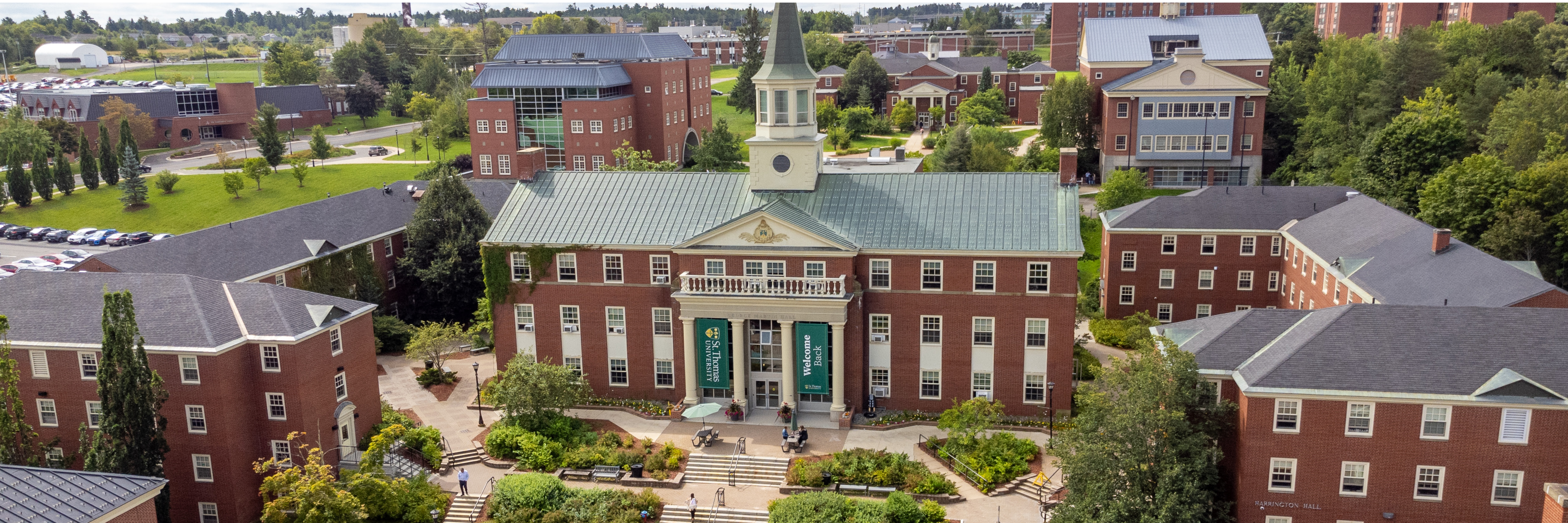 An aerial image of the st. thomas university campus