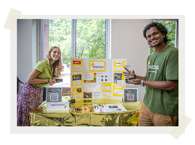Students at Enactus booth in JDH
