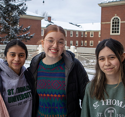 Three students outside